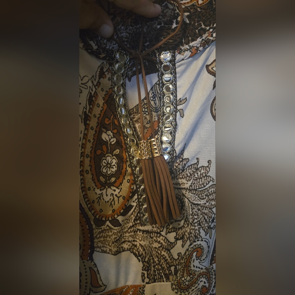 VENUS Paisley Print Jumpsuit in Cream and Brown - Picture 4 of 6